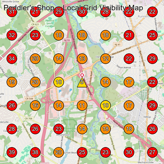 Peddler's Shop GeoGrid visibility map for Swimming Pool Contractor in Woodbury